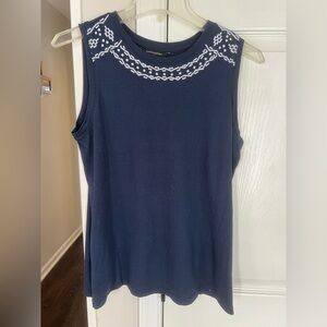 Banana Republic Dark Blue Embroidered Tank Top